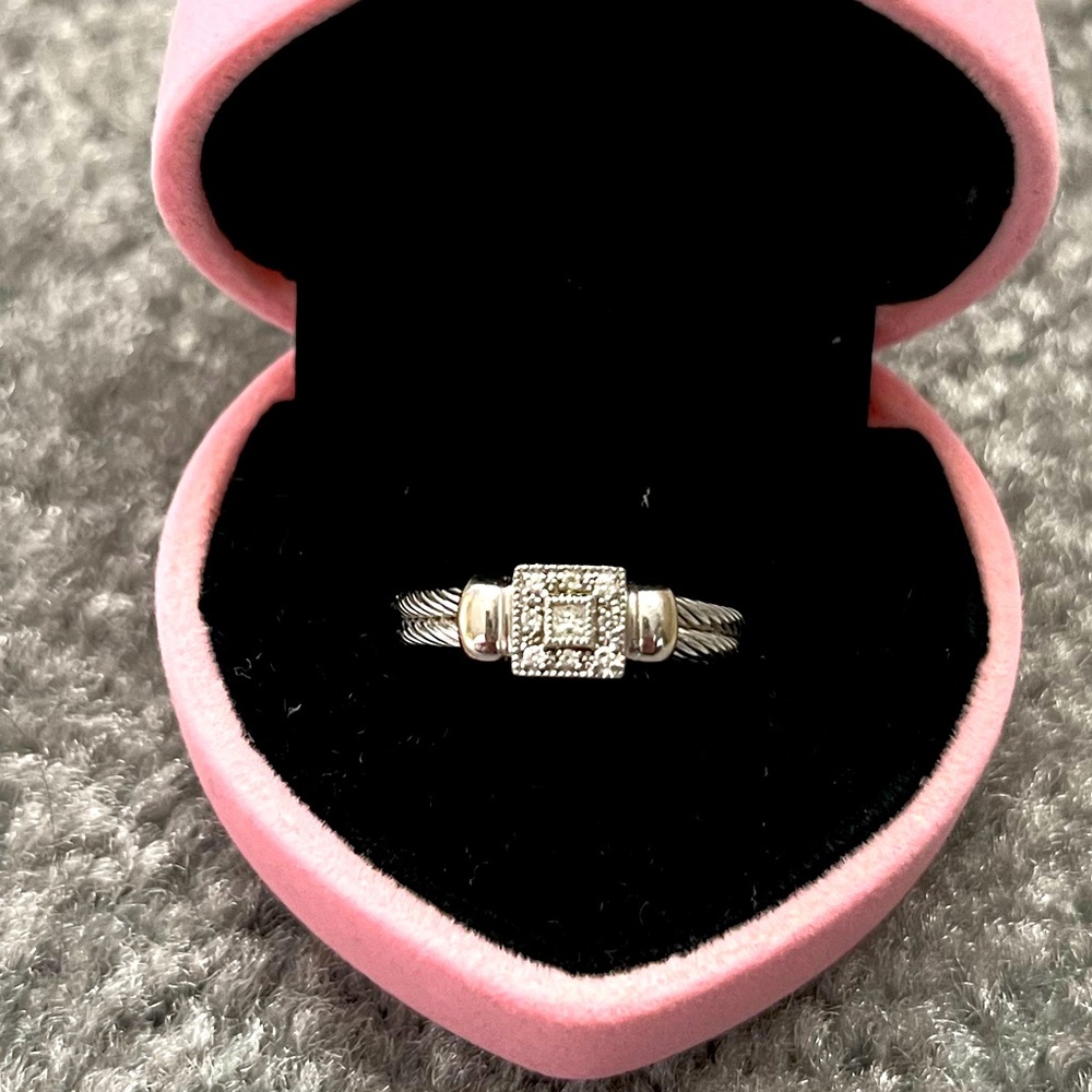 Philippe Charriol 18k White Gold Diamond Cable Ring